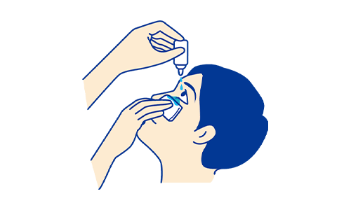 下まぶたを清潔な手で引っ張り、1回4〜6滴さして、洗眼します