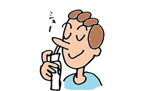 ノズルの先を鼻腔にそっと入れ、やさしく数秒、噴霧します