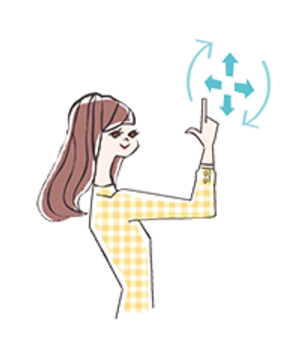 指で立てて目で追い、目の筋肉を動かす。