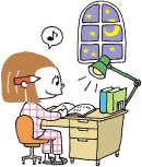 口角を上げて笑顔をつくる。